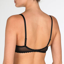 Load image into Gallery viewer, Jane formed and seamless cupped bra with the seductive balconnet neckline. Smooth opaque cups with floral lace trim. The wider wire ensures optimal comfort. Lifts the bust, creating a natural image. Perfect for multiple necklines. B to F cup. Fabric content: Polyamide: 66%, Polyester: 26%, Elastane: 8%. Black.
